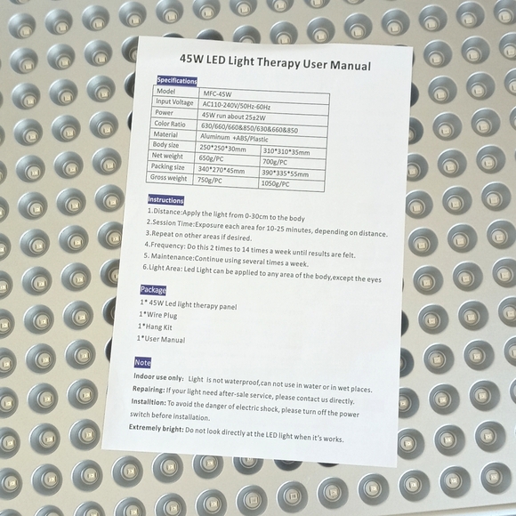 Red Light Panel New in Box (With Cord, Hanging Wires with Hooks & Instructions) - Picture 5 of 16